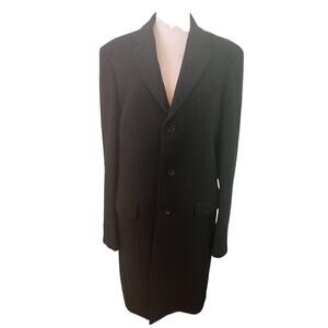 Michael Kors Wool Blend Black Long Overcoat 3 Button Closure    S​